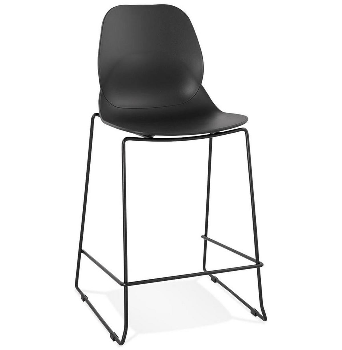 BARHOCKER Kunststoff Metall Sitzhöhe 65.5cm Stapelbar Rückenlehne QUIRON MINI, Schwarz 51,5x52x101 cm - Schwarz, Kunststoff/Metall (52/101/52cm) - KADIMA DESIGN