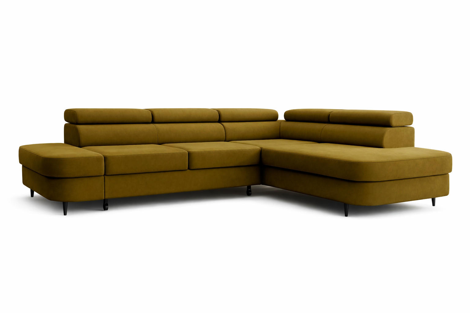 ECKSOFA Priam L-Form mit Schlaffunktion und Stauraum Modern Form Gold - Goldfarben, Holz/Textil (275/203cm) - Muffo