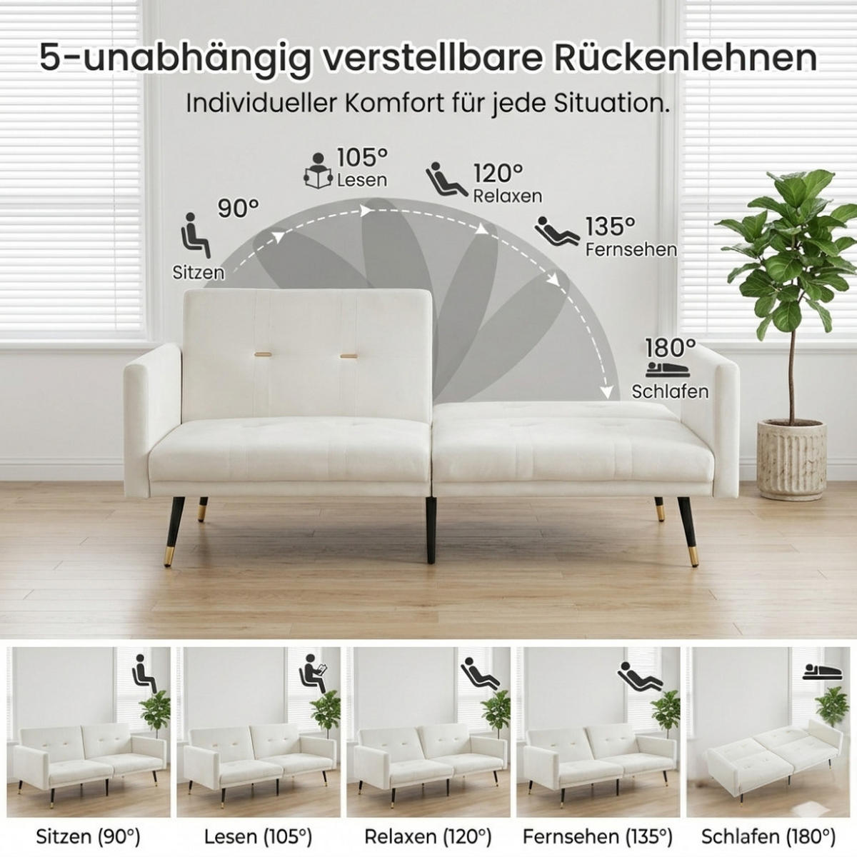 SCHLAFSOFA 150/89/70 cm in Beige Samt - Beige, Textil (164/70/89cm) - Oxeza