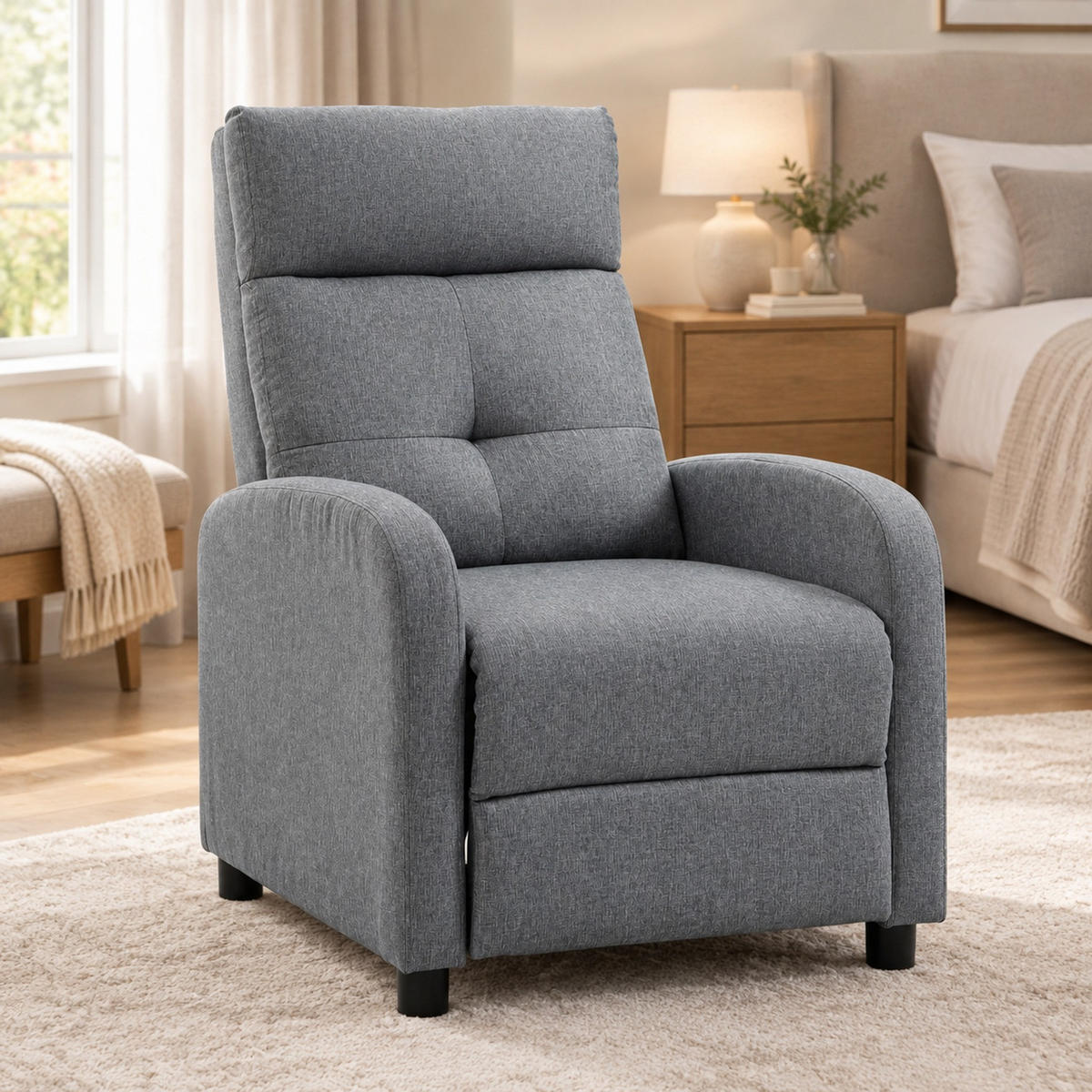 RELAXSESSEL in Grau 87x67x98 cm mit Liegefunktion und Taschenfederkern - Grau, Textil (67/98/87cm) - IVMEU