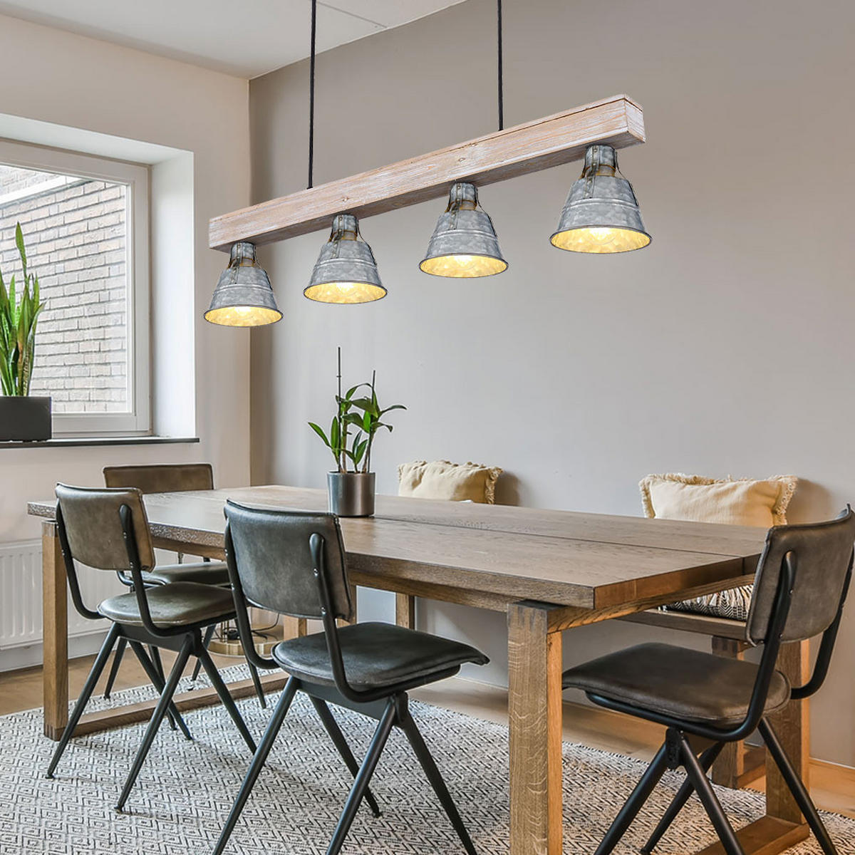 HÄNGELEUCHTE GÜNTHER Silber - Silberfarben, Holz (85/14/85cm) - Globo Lighting