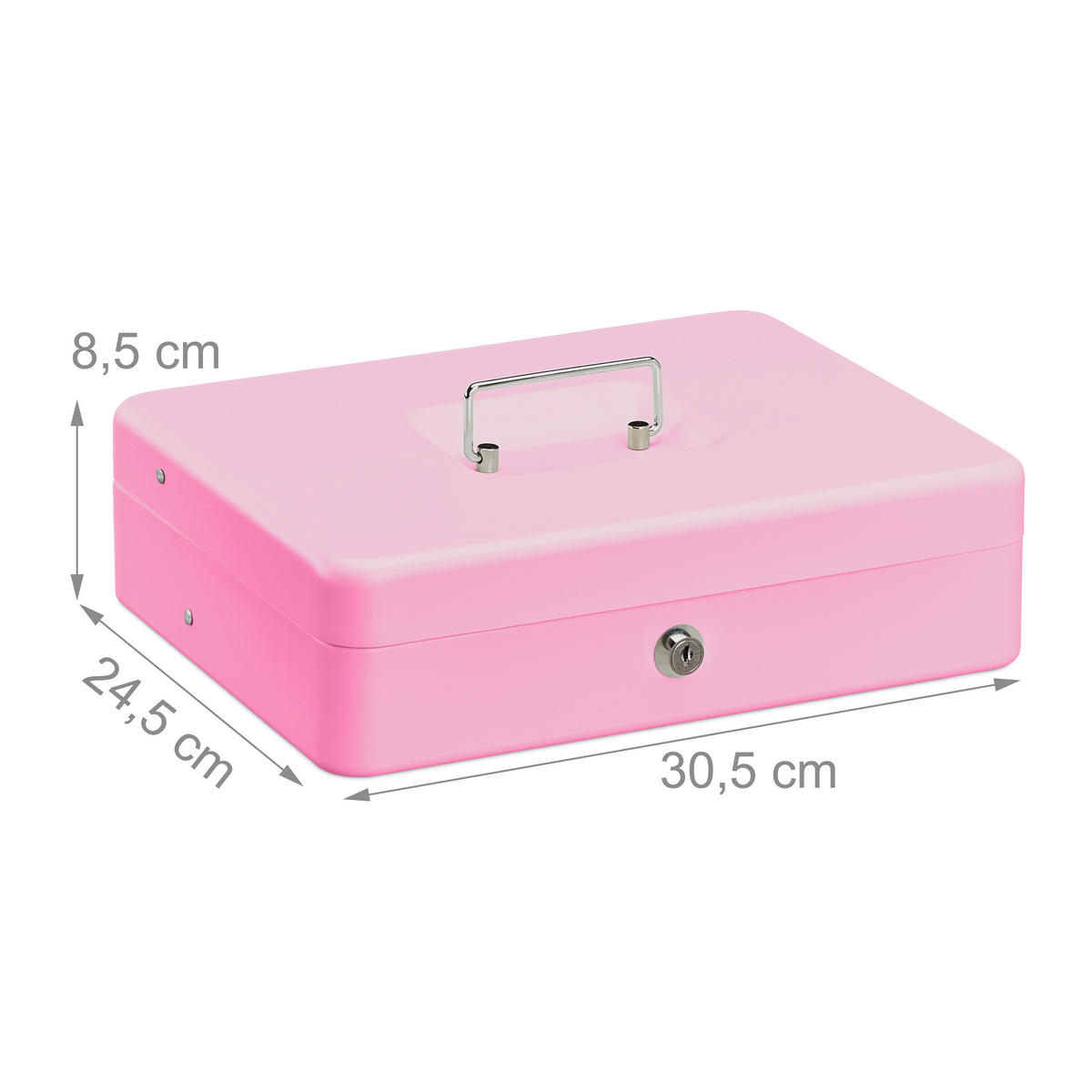 CASETA Roz cu încuietoare - roz, material plastic/metal (30.5/8.5/24.5cm) - Relaxdays