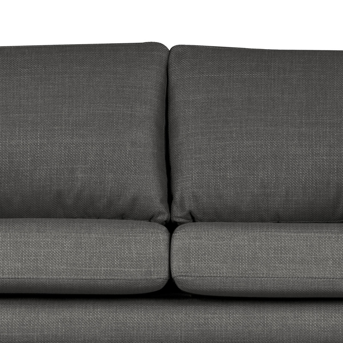 WOHNLANDSCHAFT mit Longchair - Dunkelgrau/Buchefarben, Buchenholz/Textil (371/81/219cm) - home24