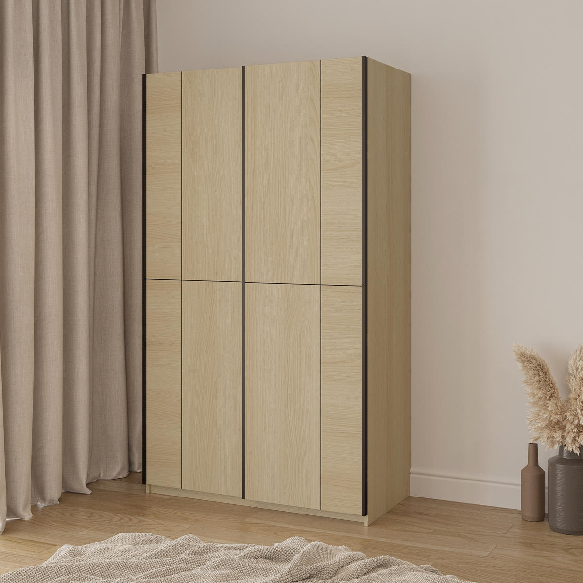 SCHWEBETÜRENSCHRANK LUBERO 120/210/60 cm 3-türig Eiche Lindberg - Eichefarben, Holzwerkstoff (120/210/60cm) - MASSENO