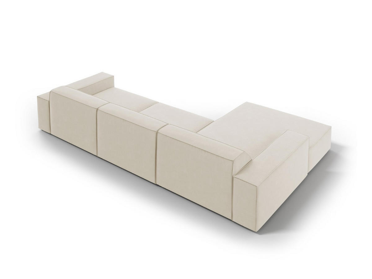 ECKSOFA links Jodie aus Samt dunkelbeige 4 Sitzplätze - Mokka, Textil (166/284cm) - Micadoni