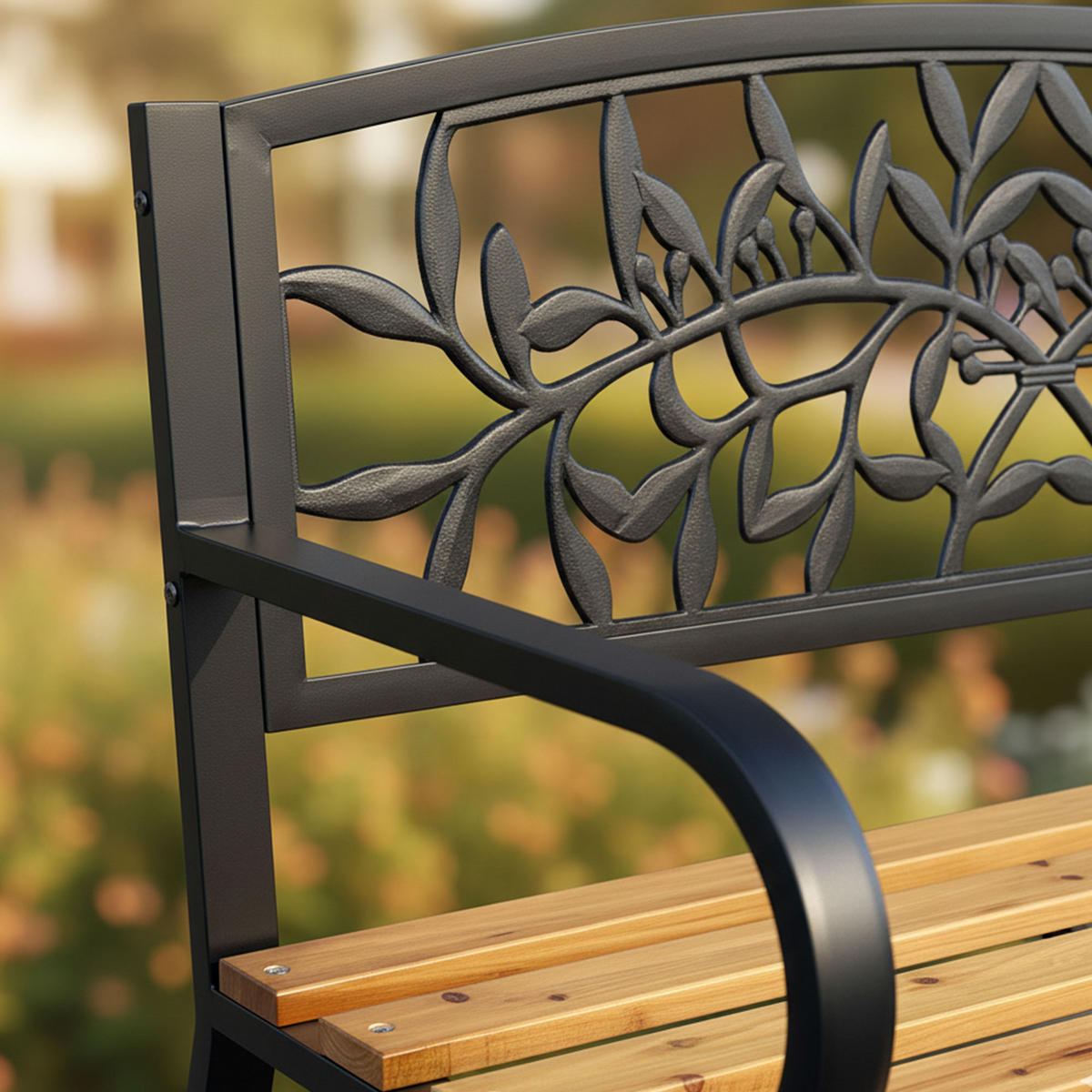 GARTENBANK REO Schwarz, Braun 118 x 87 x51,5 cm - Schwarz/Braun, Holz/Metall (118/87/51.5cm) - Akord