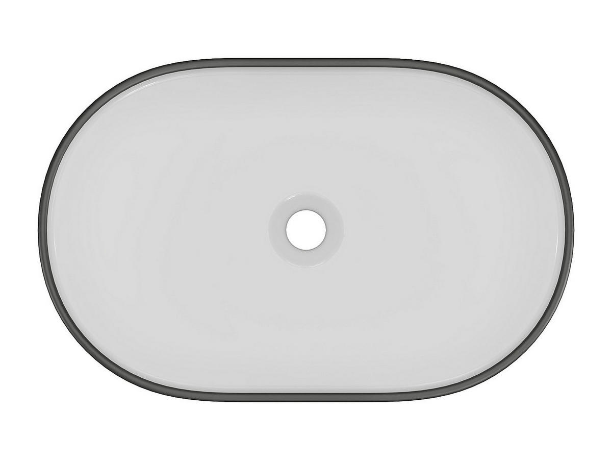 AUFSATZWASCHBECKEN - 56cm x 35.5cm - Keramik - schwarz, weiß - IWA - Schwarz, Keramik (56/14.5/35.5cm) - Vente-Unique