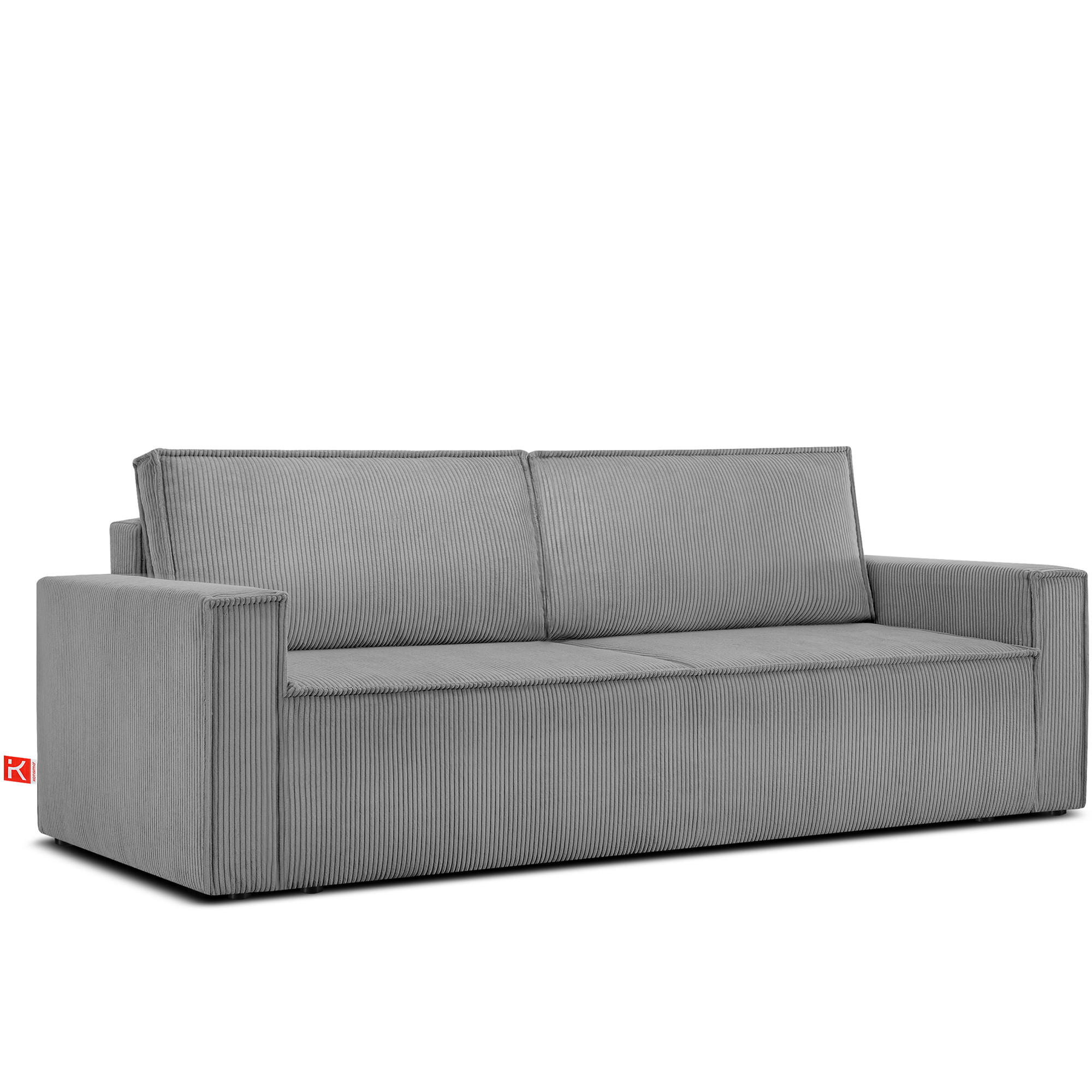 SCHLAFSOFA NAPI in Pet Friendly Cord-Stoff, hellgrau - Hellgrau/Schwarz, Textil (228/89/101cm) - KONSIMO®