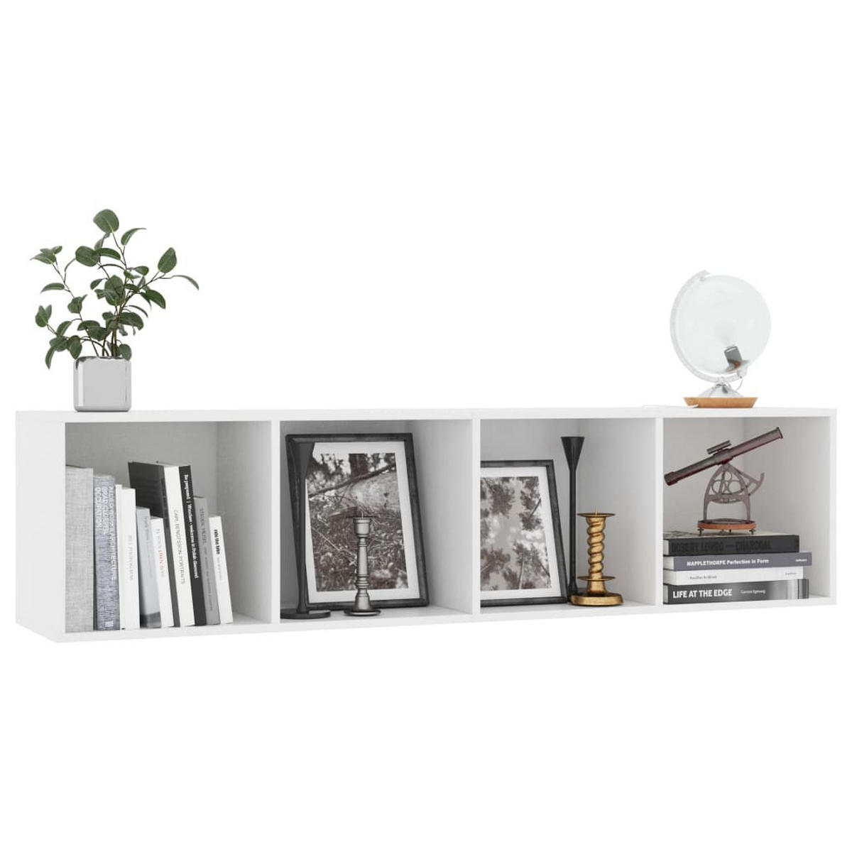BÜCHERREGAL/TV-SCHRANK Weiss 143/30/36 Cm - Weiß, Holzwerkstoff (30/36/143cm) - vidaXL