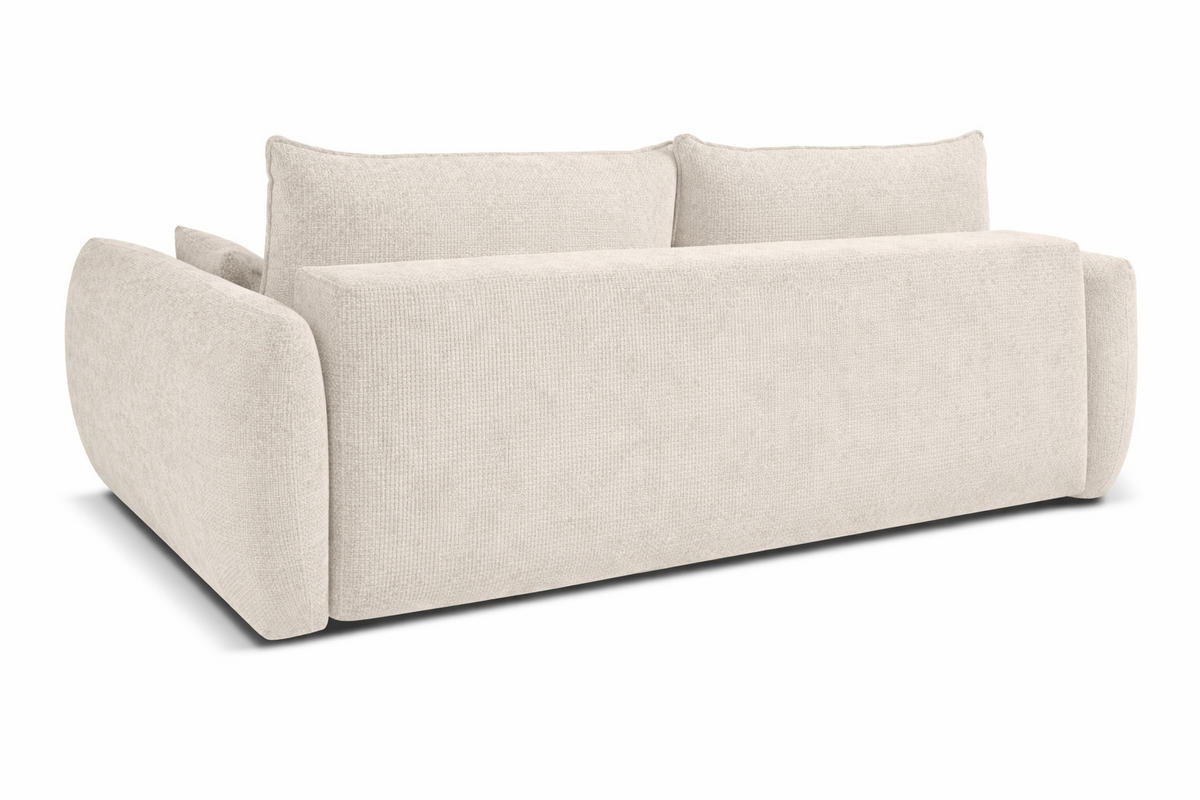 SOFA Mit Schlaffunktion Und Bettkasten, Chenille-Stoff Flow, Beige, Zephira - Beige, Holz (238/87/140cm) - Kaiser Möbel