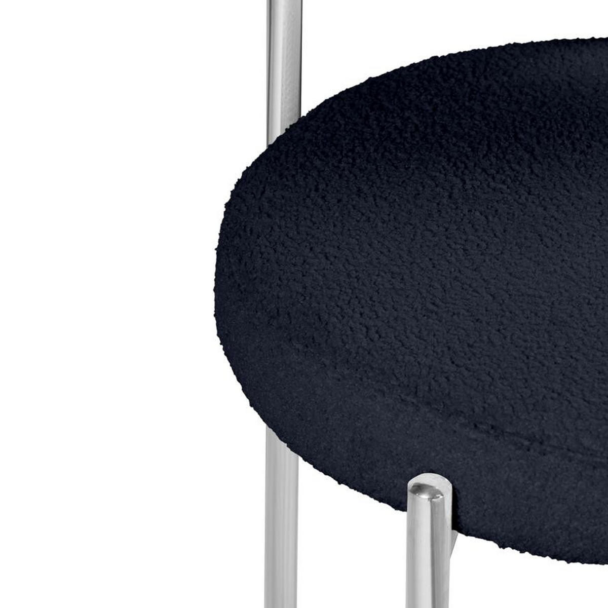 BARHOCKER 2er-Set Nova modernen Bouclé-Stil, Mitternachtsblau - Chromfarben/Dunkelblau, Textil/Metall (52/96/53cm) - Sicaan