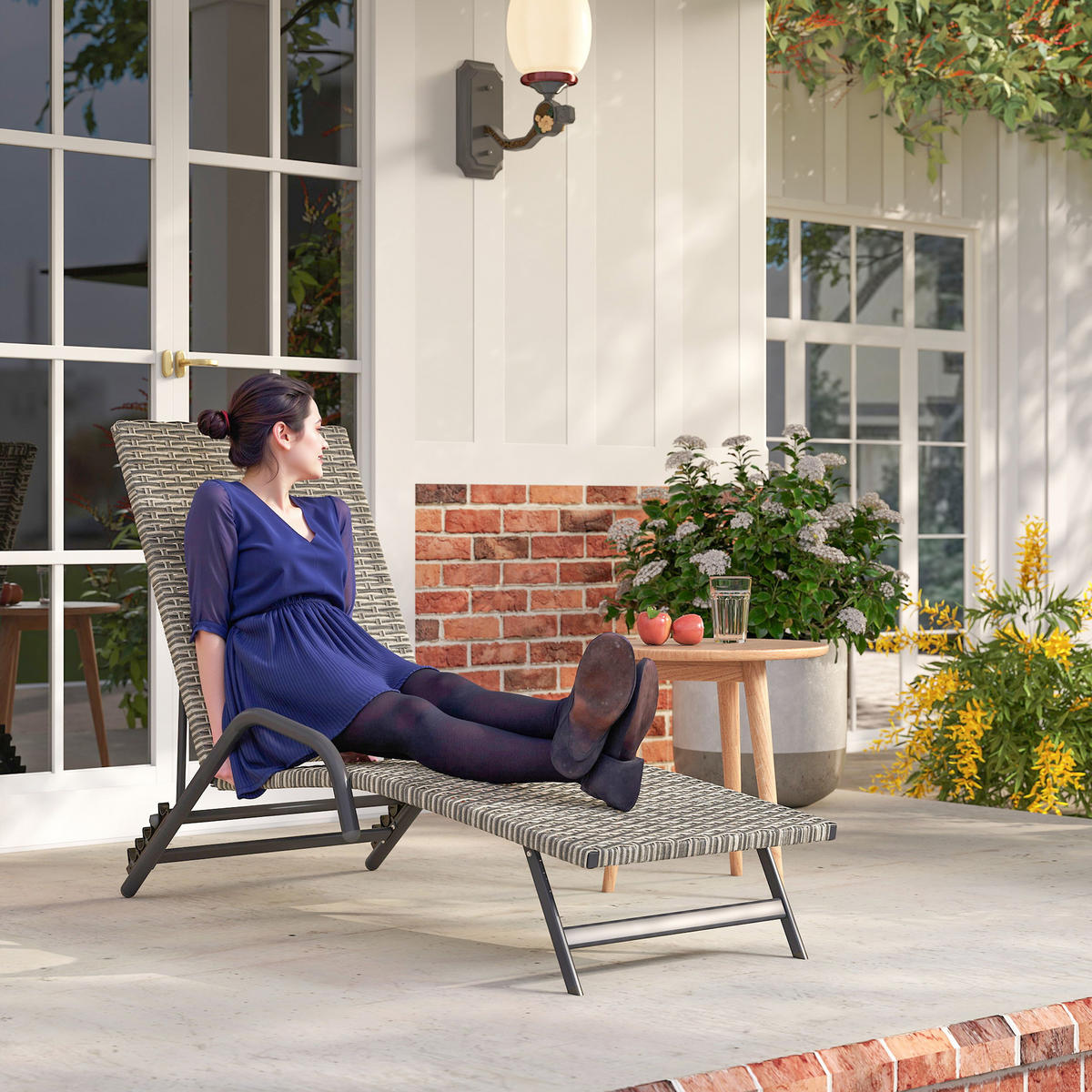 SONNENLIEGE DE-13633 4-fach verstellbar, S-Form Braun - Braun, Metall (62/96/156cm) - ComfortXL
