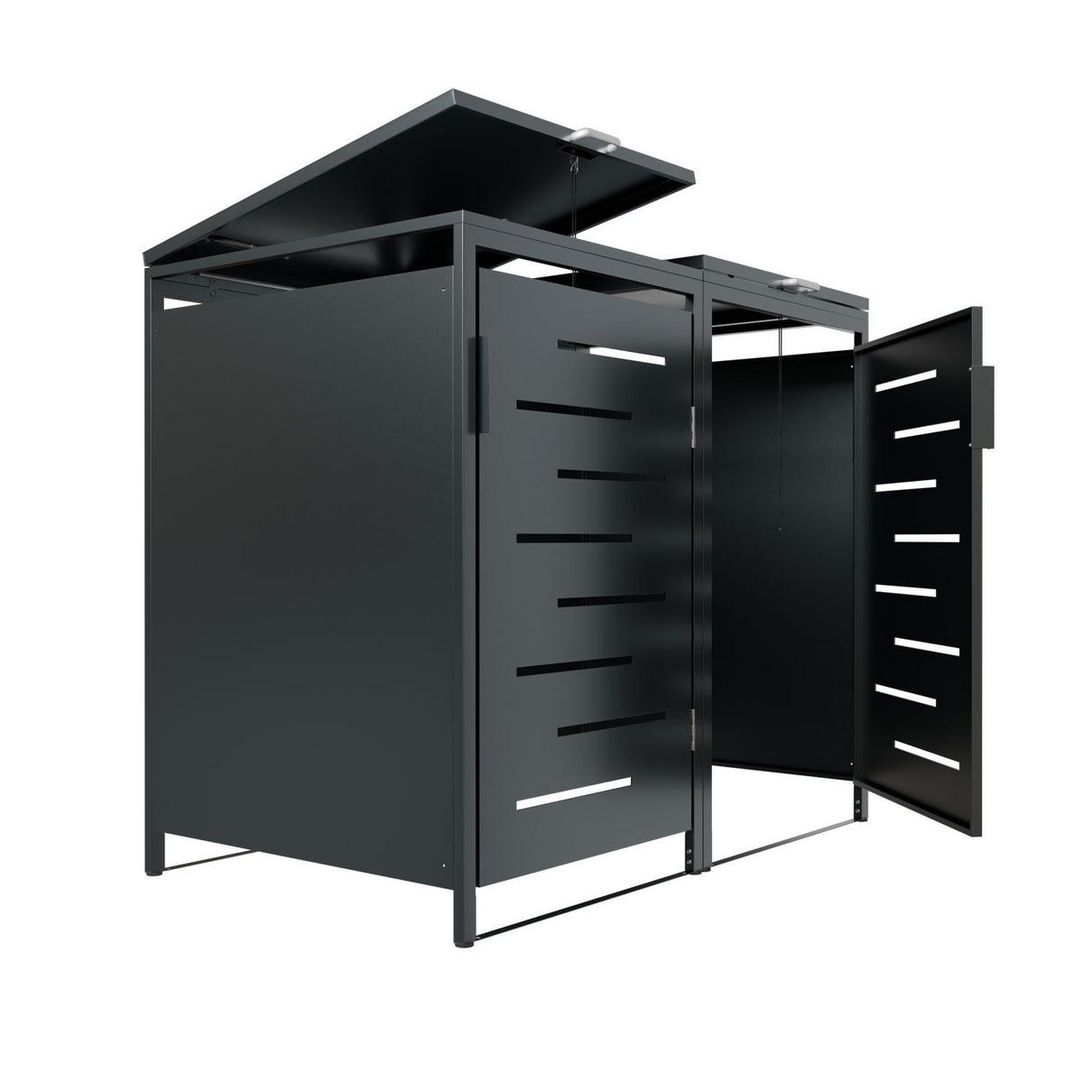 MÜLLTONNENBOX Arel 2er-Set - Anthrazit, Metall (136/120/80cm) - Juskys