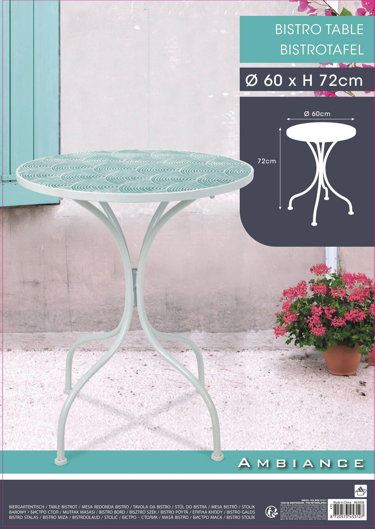 BALKONTISCH 60/72 cm - Multicolor, Metall (60/60/72cm)