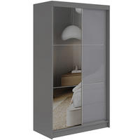 SCHWEBETÜRENSCHRANK mit Spiegel - WALENCJA - 120 - Grau lacobel - Alufarben/Grau, Holzwerkstoff/Metall (120/216/61cm) - MKS