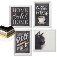 WANDBILDER 4er-Set - 50x50 cm & 40x60 cm Weißer Rahmen - Hausküchenthemen Katze - Weiß, Kunststoff (50/50cm) - ArtPrintCave