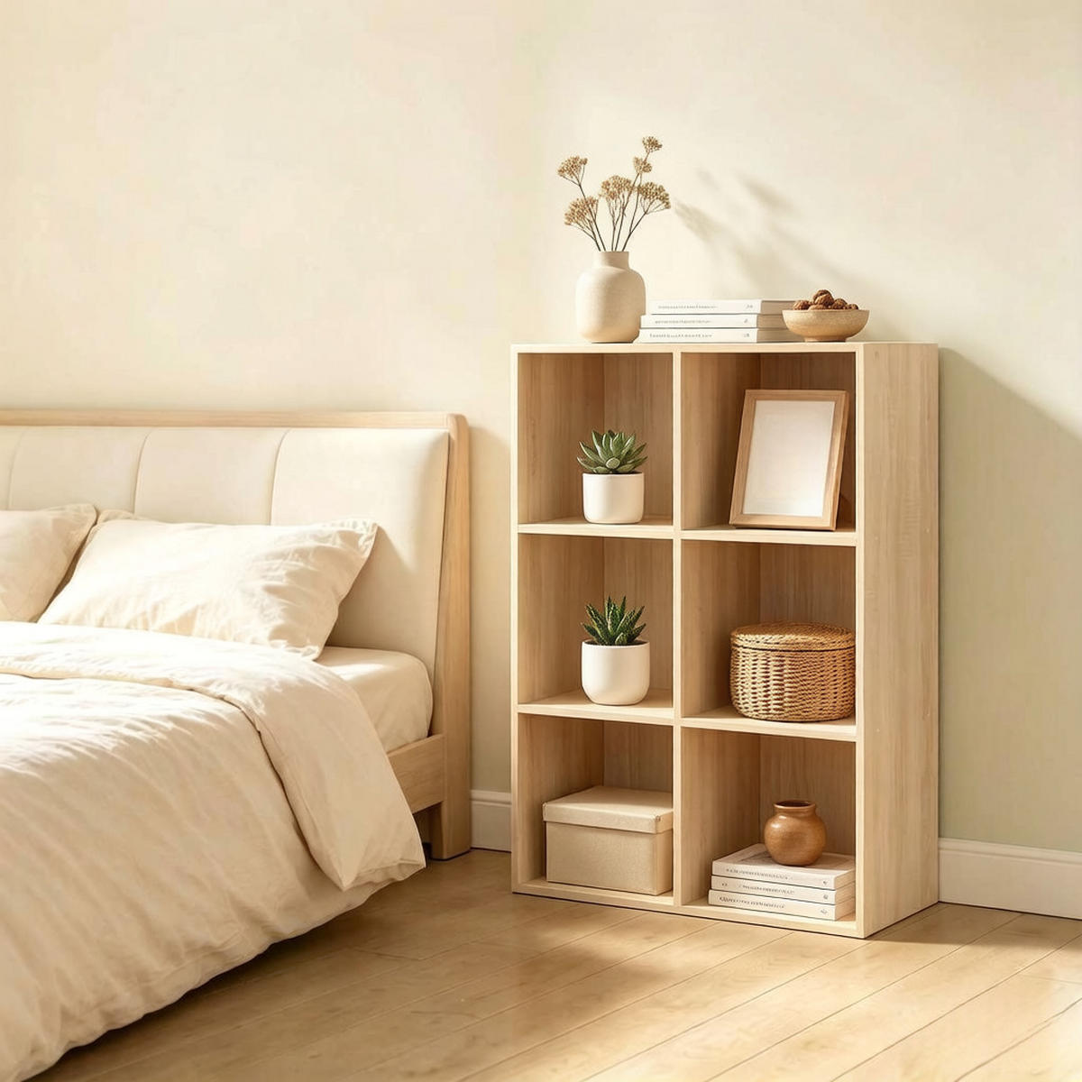 BÜCHERREGAL Eiche 6 Fächer flexibel aufstellbar 59,6/29/89 cm - Eichefarben, Holzwerkstoff (29/89/59.6cm) - PANGIVO