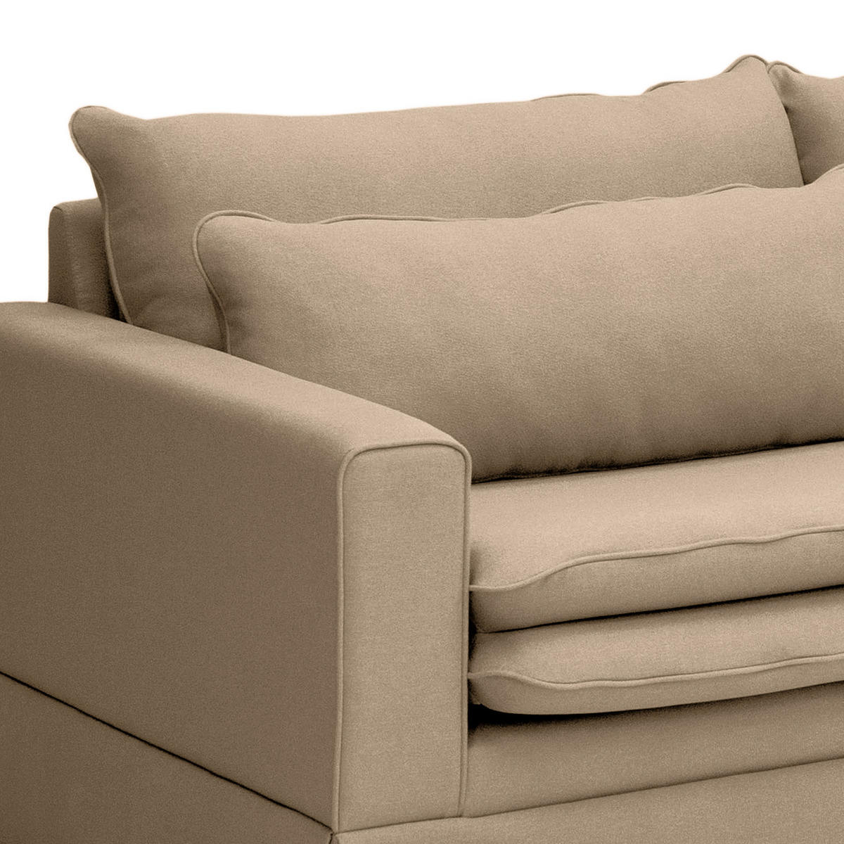 ECKSOFA mit Husse - Longchair, Webstoff - Hellbraun/Schwarz, Kunststoff/Textil (300/175cm) - home24