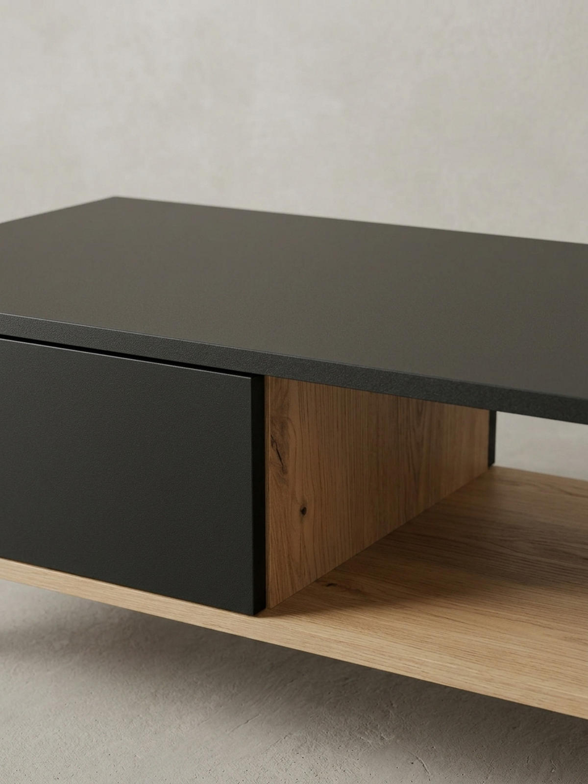 COUCHTISCH Eiche-Dekor Schwarz mit Stauraum, Wasserabweisend, 110x60x38 cm - Schwarz/Braun, Holz/Metall (60/110/38cm) - KADIMA DESIGN