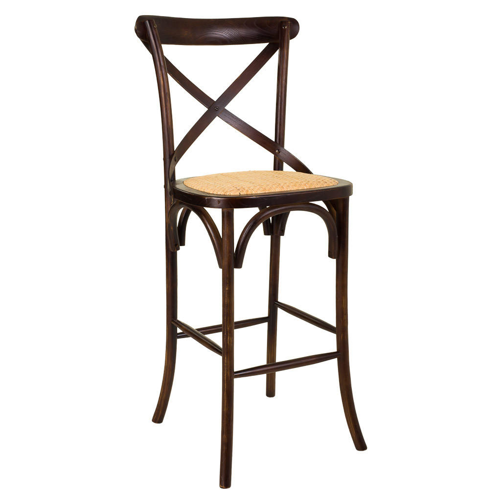 BARHOCKER aus Holz und Rattan, braun, 45x53x75cm - Braun, Holz (45/116/53cm) - Wanderlust