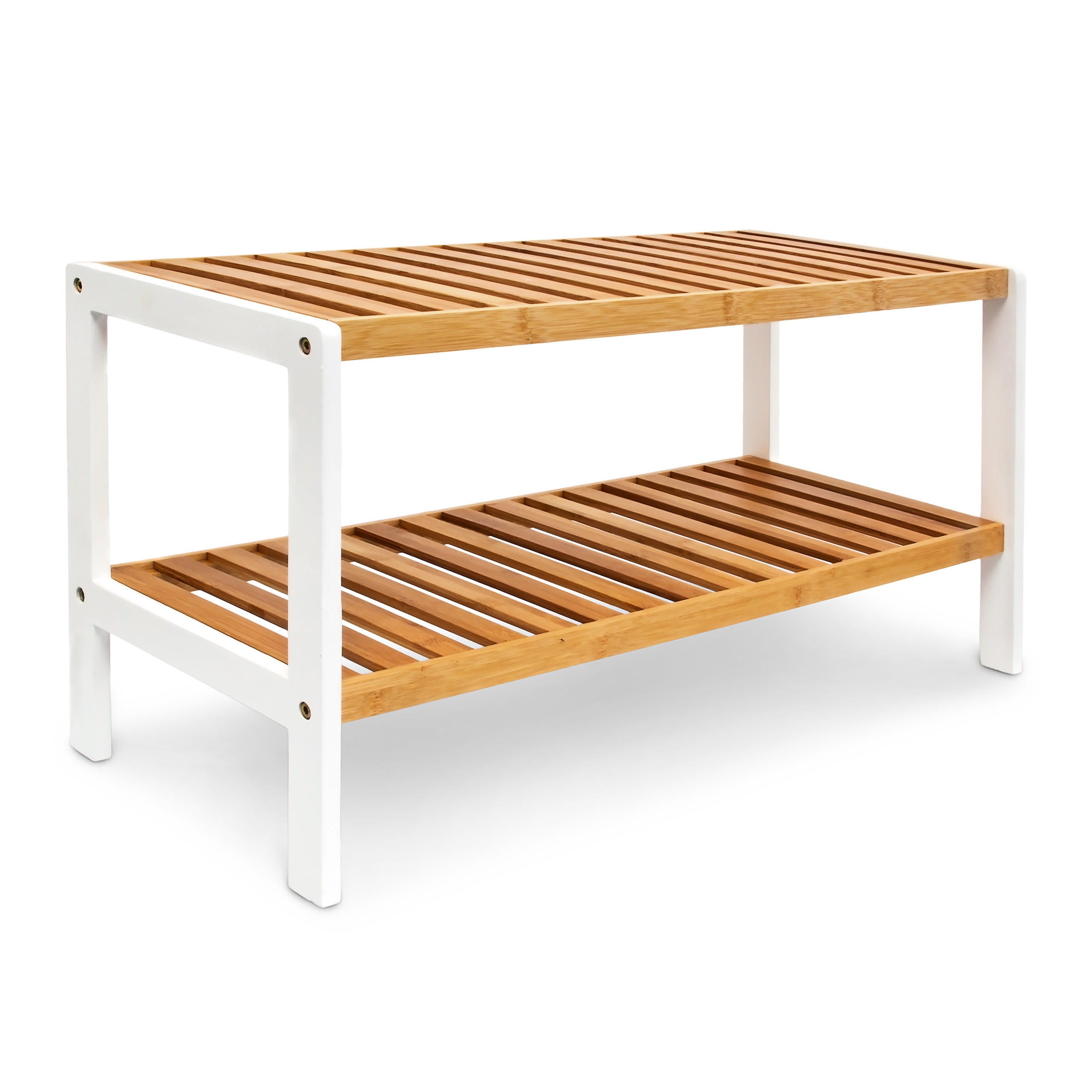 SKOHYLLA Brun Vit bambu 2-plan Ljusbrun 33/70/24.5 cm