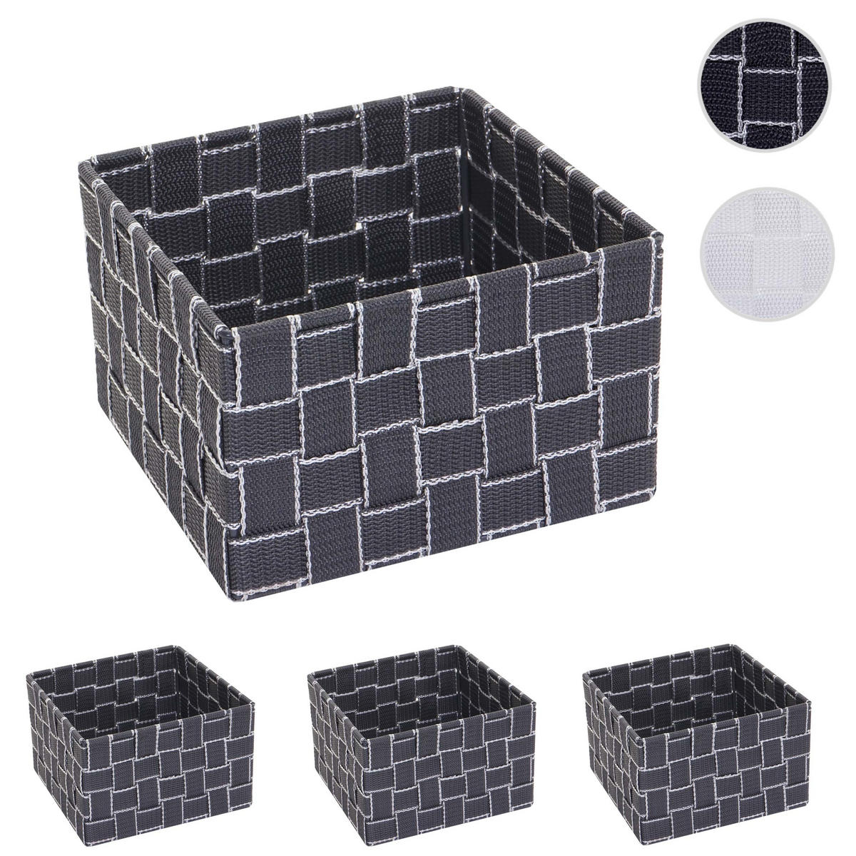 ÚLOŽNÝ KOŠ obdélníkový šedý, sada 4 ks - šedá, plast (19/19cm) - MCW