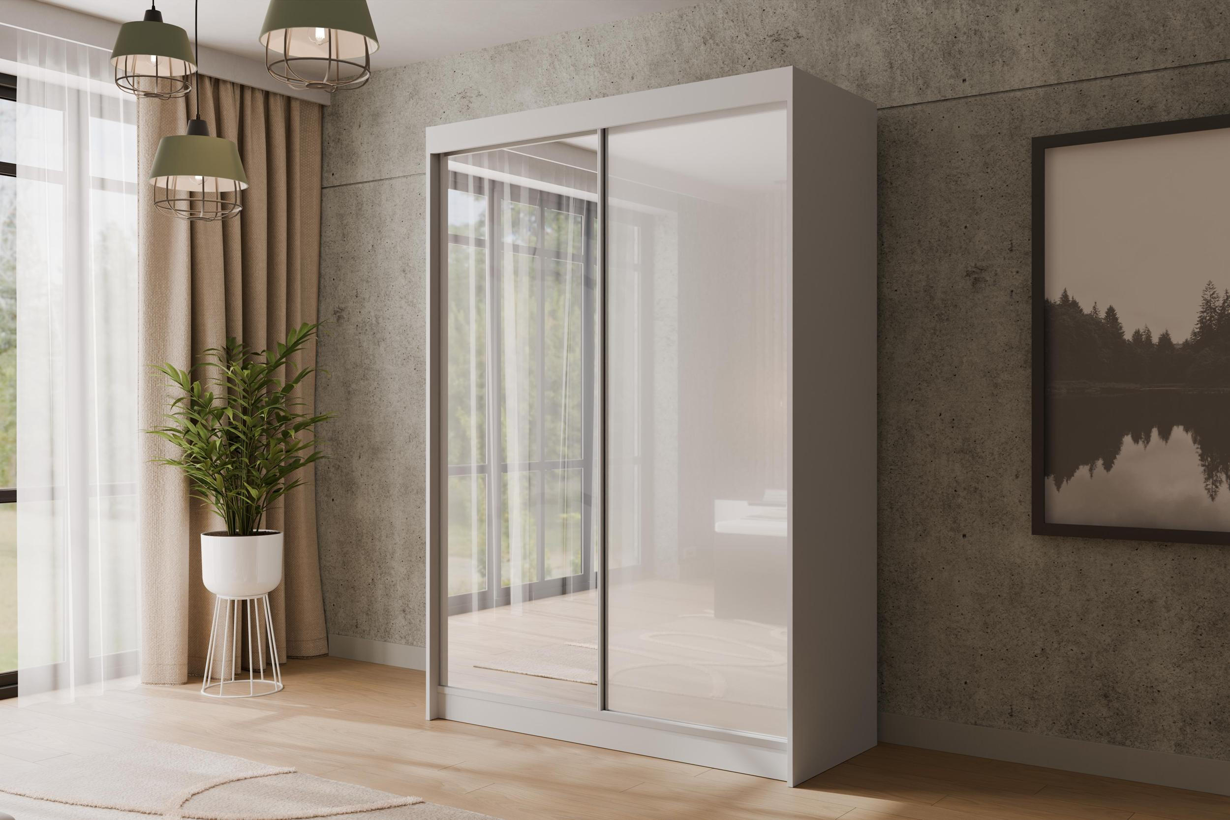 KLEIDERSCHRANK VESLI - 150 cm - Weiß - Weiß, Holzwerkstoff (150/215/61cm) - ALTDECOR