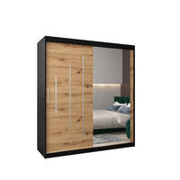 SCHWEBETÜRENSCHRANK 200/180/62 2-türig - Silberfarben/Schwarz, Holz/Kunststoff (180/200/62cm) - Abiks Möbel