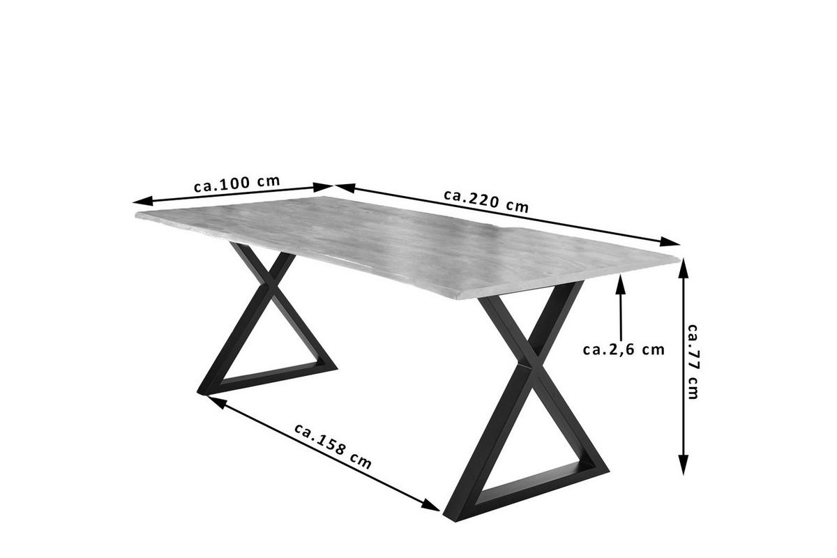 ESSTISCH LUBIN - Beige/Schwarz, Holz/Metall (100/220/77cm) - SAM