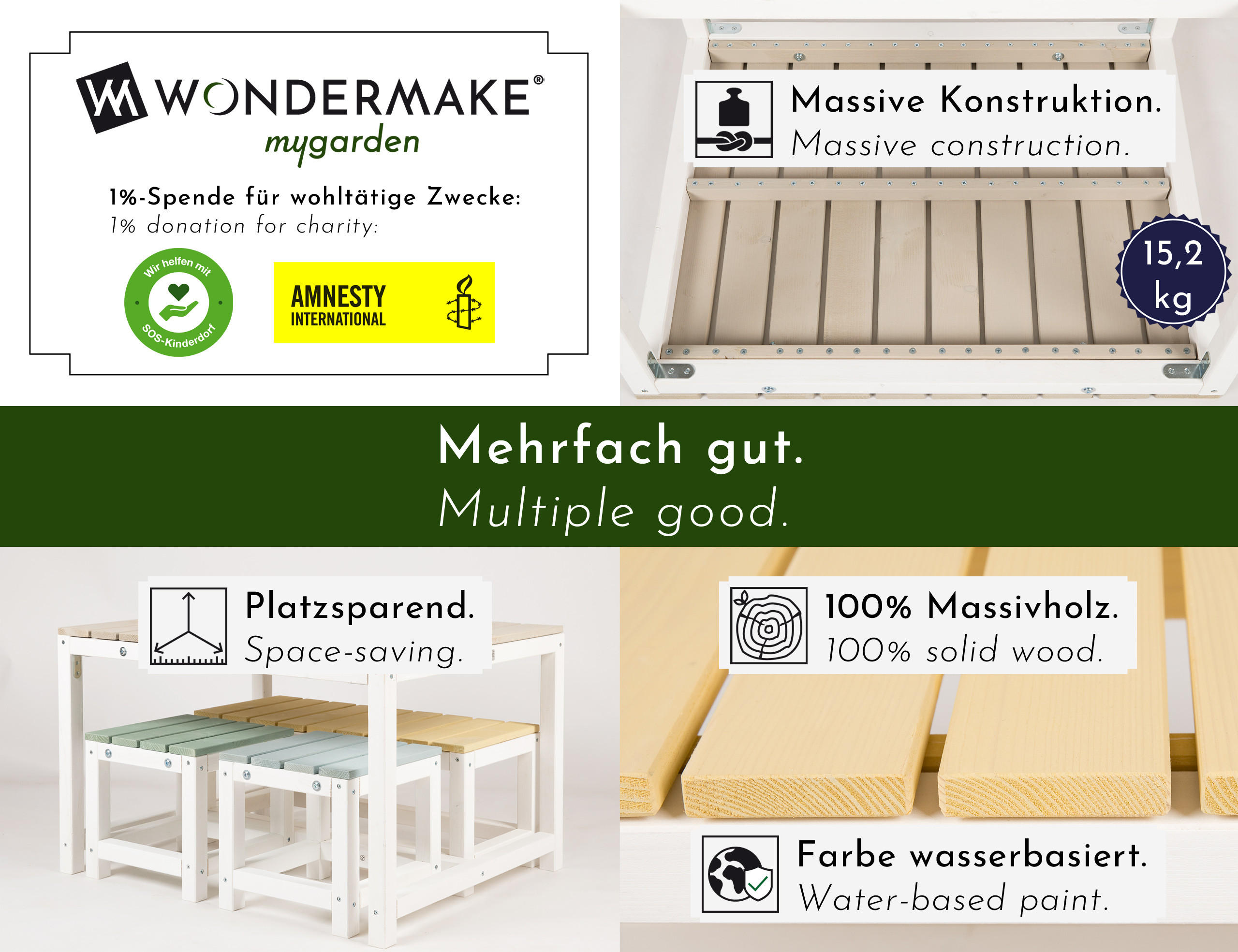 KINDERSITZGRUPPE aus Holz, mit Abdeckung, für Kinder ab 3 Jahren - Weiß, Holz (75/80/60cm) - WONDERMAKE