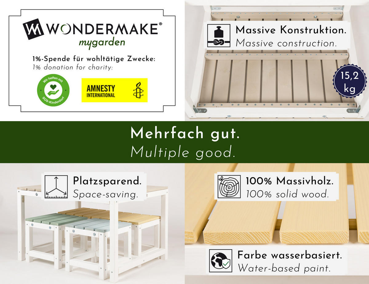 KINDERSITZGRUPPE aus Holz, mit Abdeckung, für Kinder ab 3 Jahren - Weiß, Holz (75/80/60cm) - WONDERMAKE