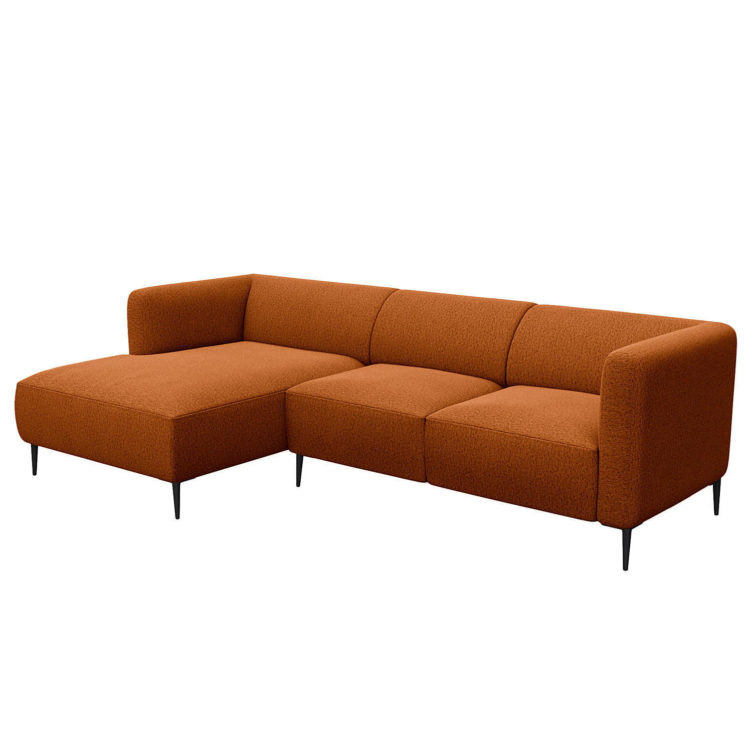 2,5-SITZER ECKSOFA mit Longchair - Rostfarben/Schwarz, Textil/Metall (271/148cm) - home24