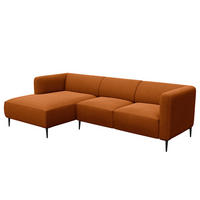 2,5-SITZER ECKSOFA mit Longchair - Rostfarben/Schwarz, Textil/Metall (271/148cm) - home24