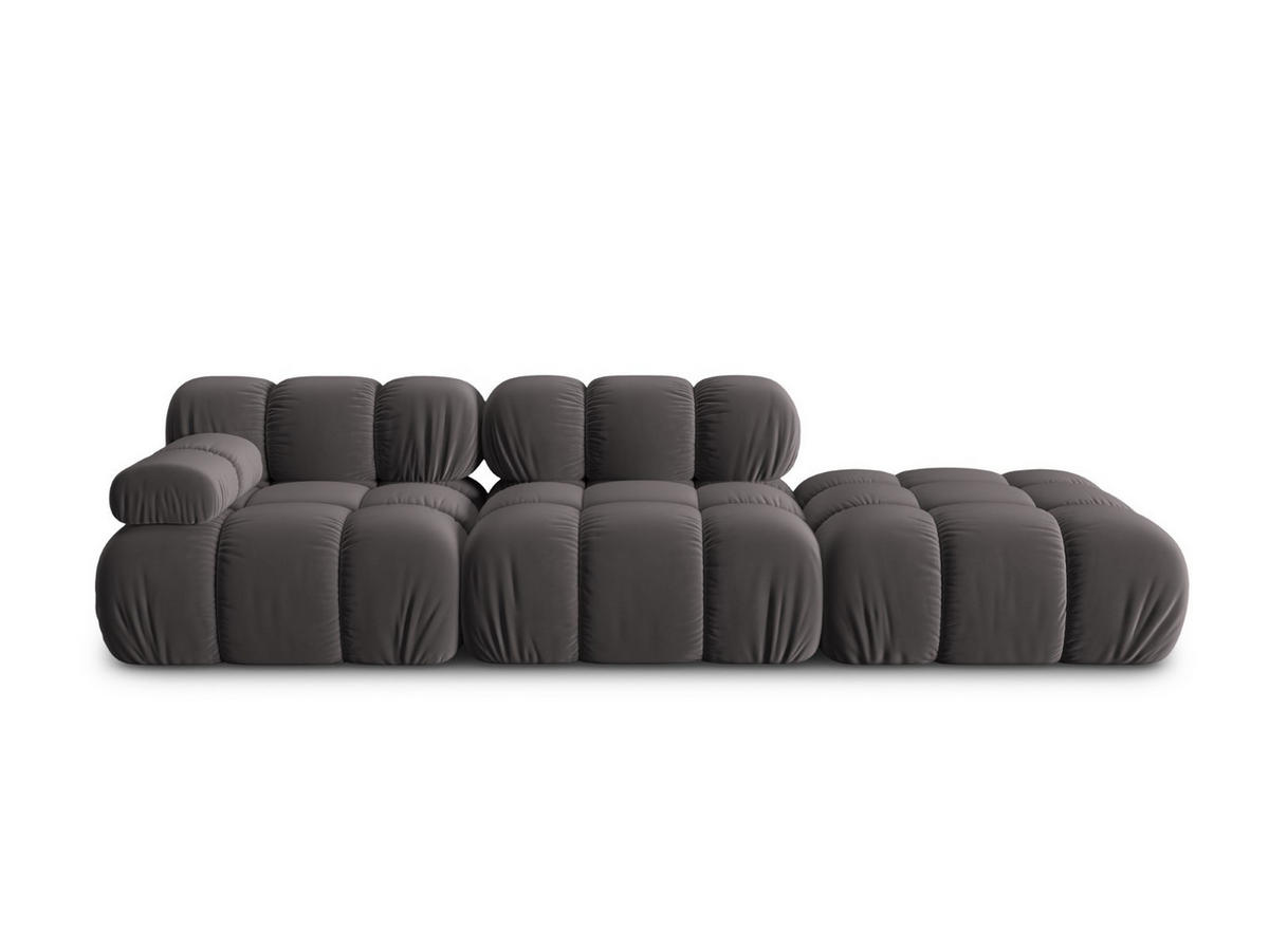 MODULARES-SOFA rechts Bellis aus Samt dunkelgrau 4 Sitzplätze - Dunkelgrau, Textil (94/63/282cm) - Micadoni