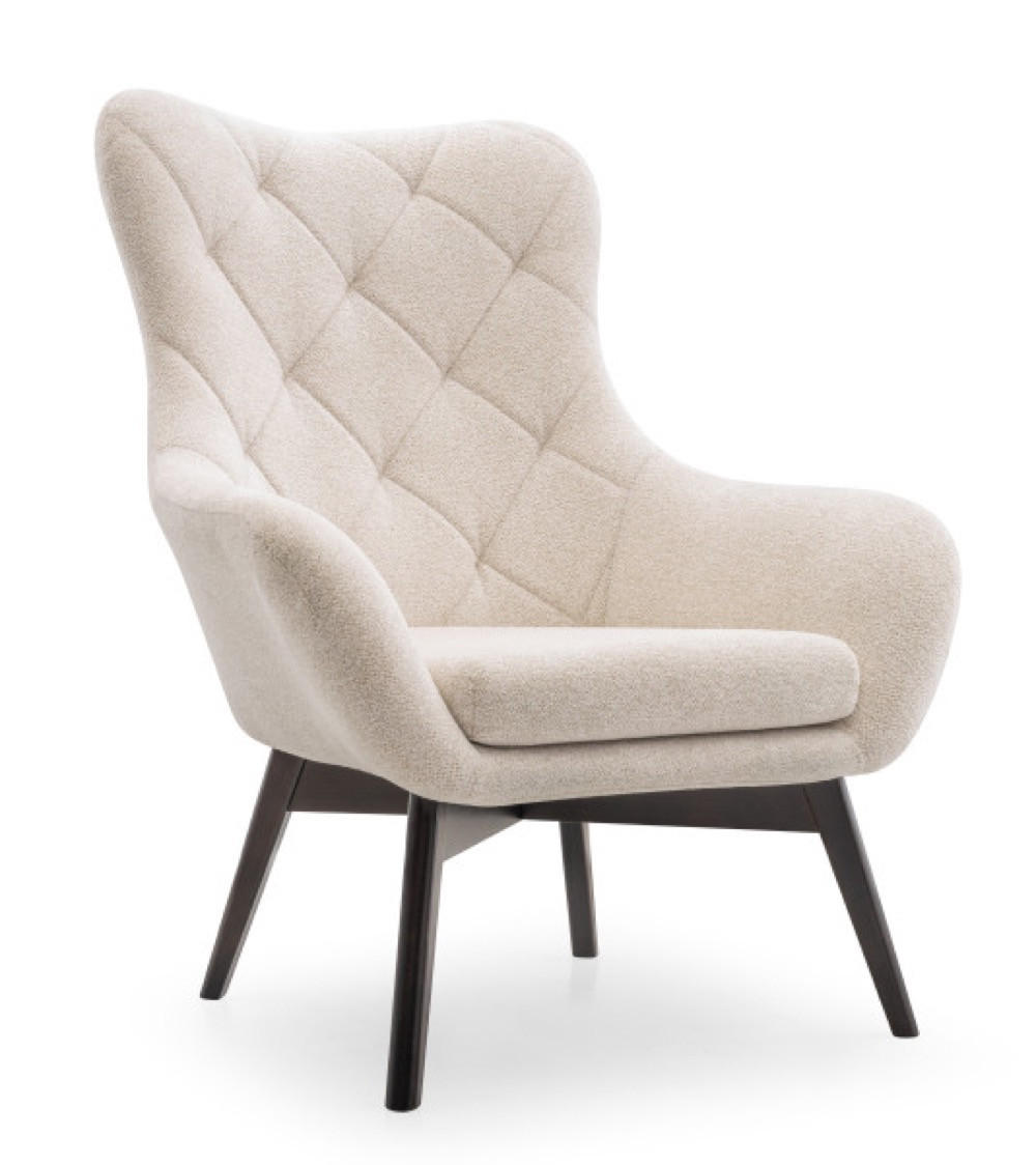 SESSEL Creme Lisa Caro Auf Holzbeinen - Ecru, Textil (88/108/88cm) - Sepro Meble