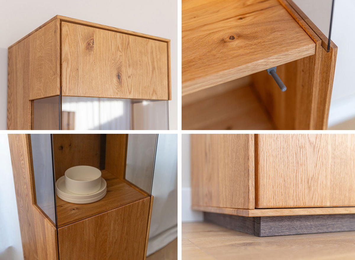 VITRINE Collodi Wildeiche Natur 43 / 37 / 205cm - Wildeiche/Eichefarben, Holz (43/205/37cm) - Feldmann-Wohnen