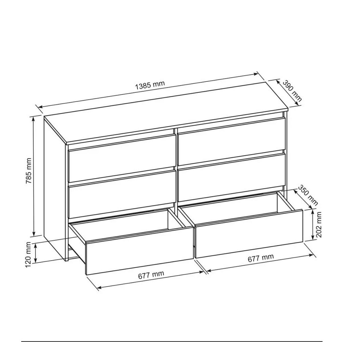 KOMMODE Lemon mit 6 Schubladen, 140 cm, Kaschmir - Kaschmir, Holzwerkstoff (140/78/39cm) - Beautysofa