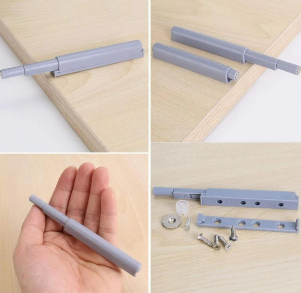 MÖBELGRIFF , 10 Push-to-Open-Magnettürschließer - Silberfarben, Kunststoff (1/1.45/12.4cm) - BELZ