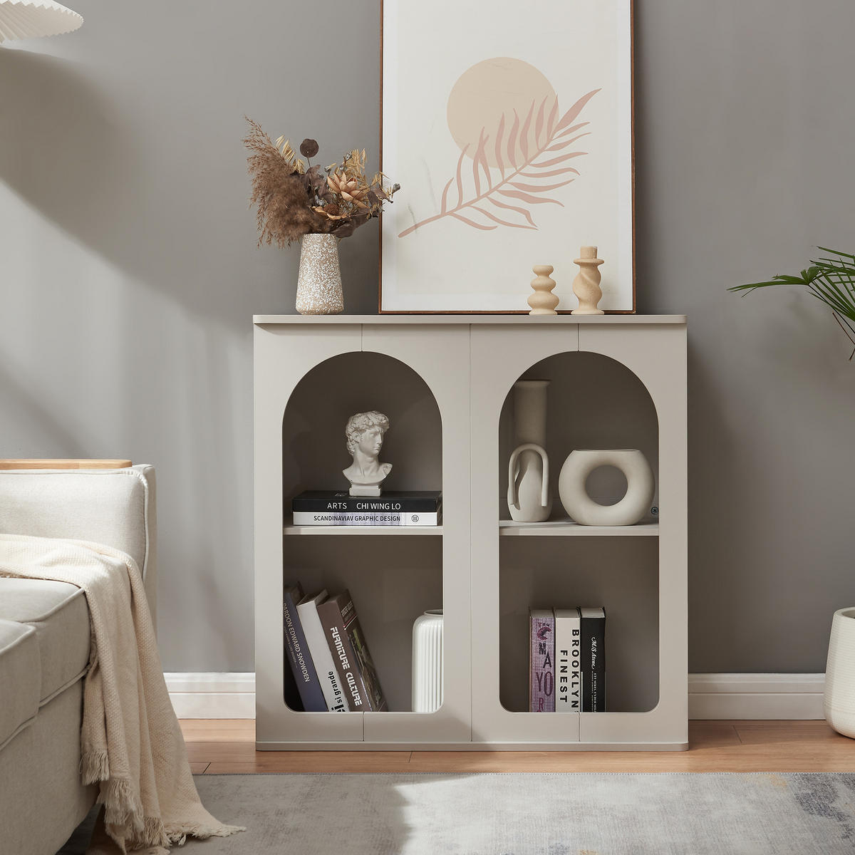 PŘÍSTĚNNÝ STOLEK Trorhun - šedá, kompozitní dřevo (30/80/80cm) - [en.casa]