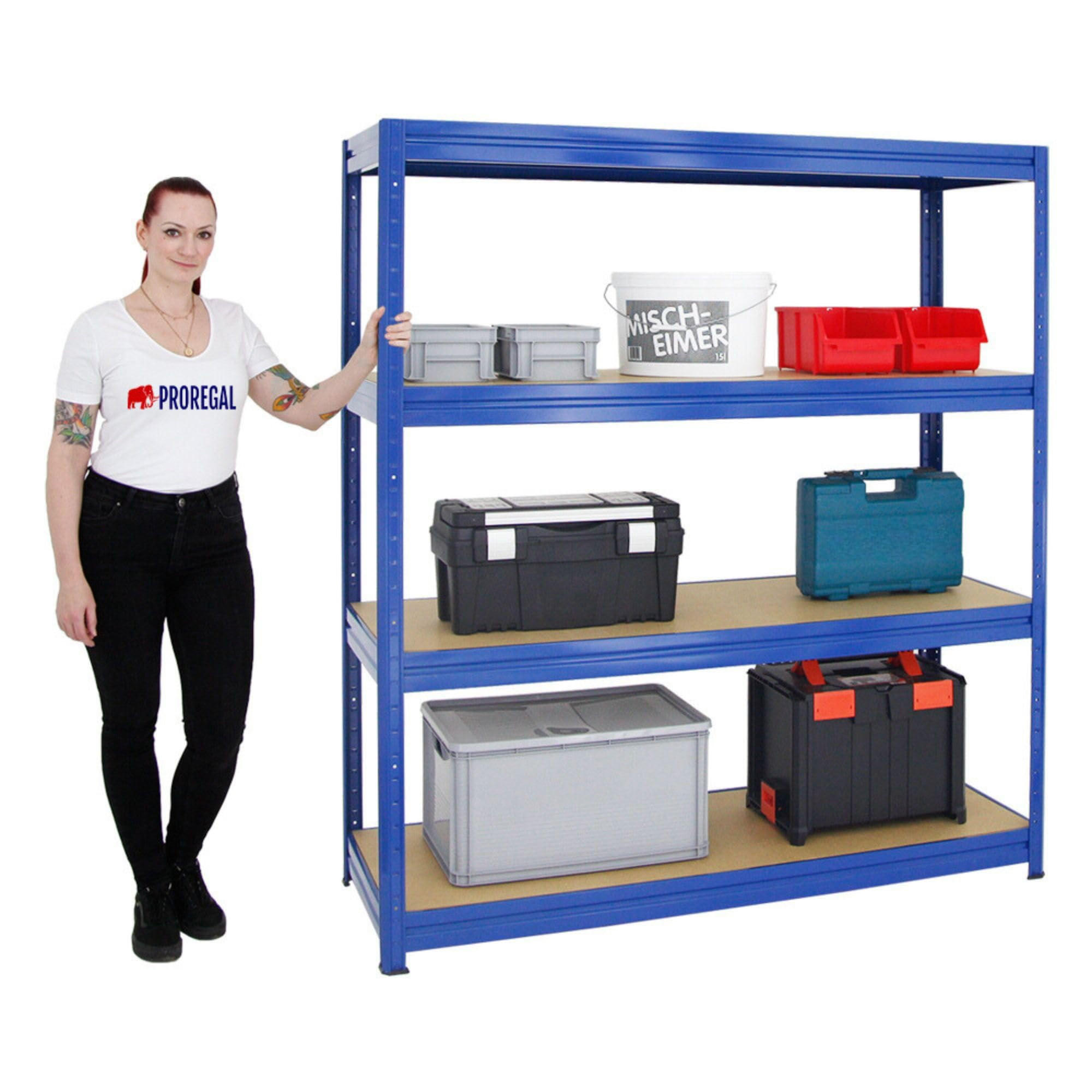 SCHWERLASTREGAL Dino 180x160x60 cm Fachlast 600 kg Blau - Blau, Metall (160/180/60cm) - PROREGAL