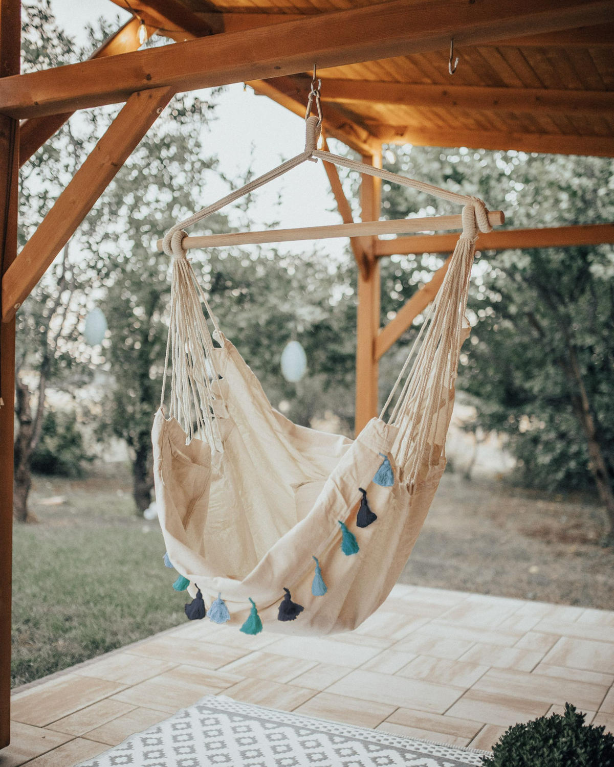 HÄNGESESSEL Beige Varena - Beige, Textil (96/125/55cm) - Beliani