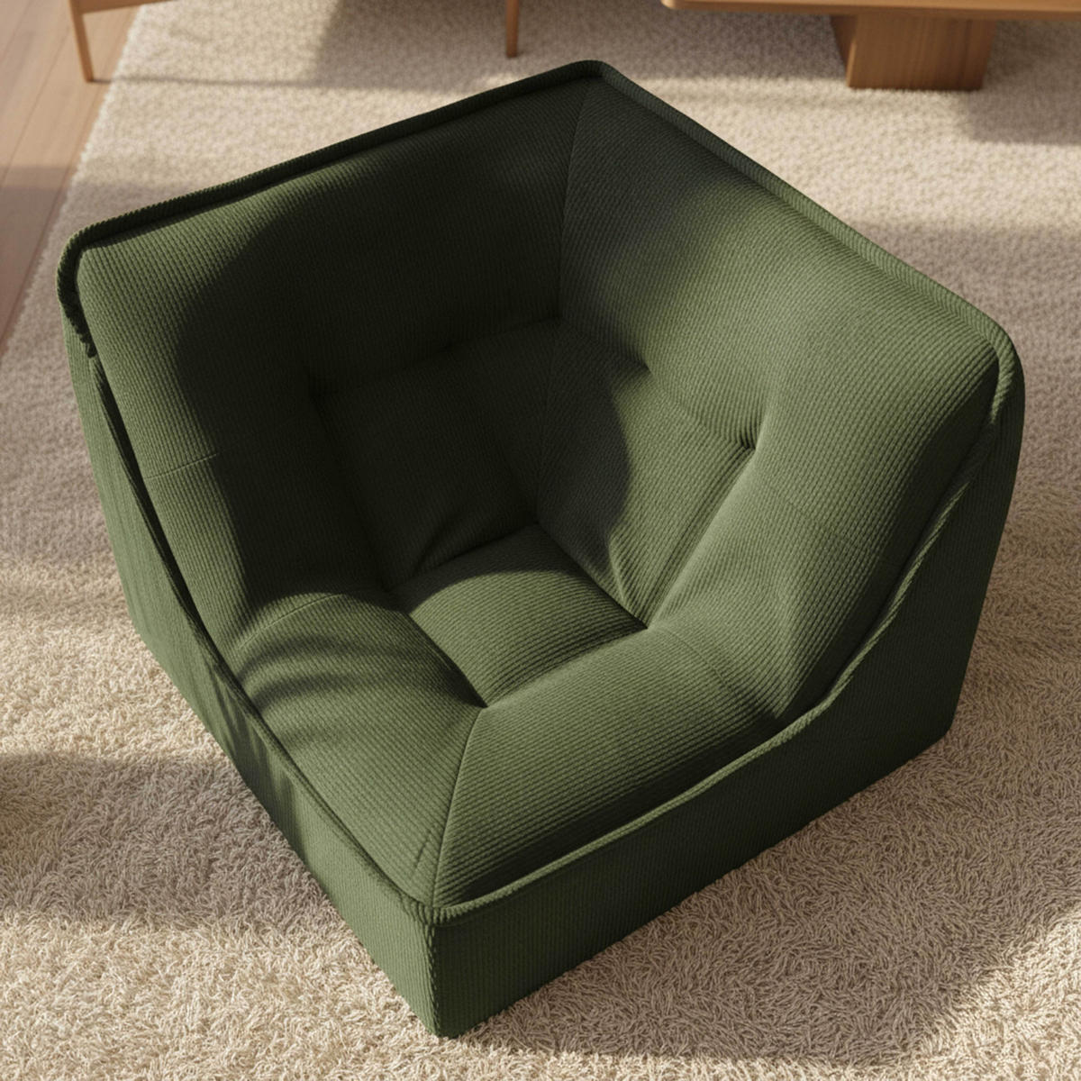 ECKSESSEL, Grün - Grün, Textil (90/70/90cm) - Oviala