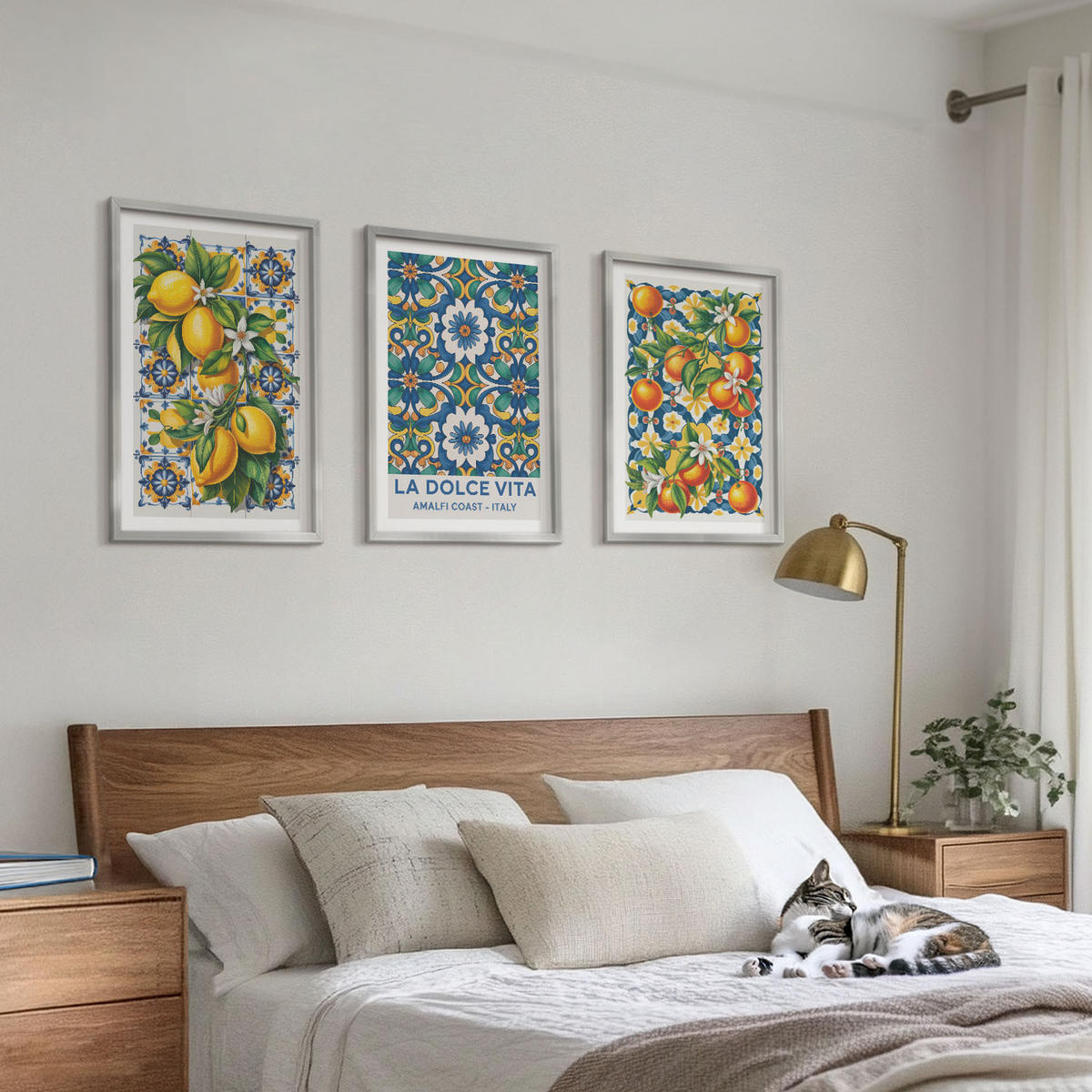 WANDBILDER 3er Set - 40x60 cm Silberner Rahmen - Zitrusfarbene abstrakte - Silberfarben, Kunststoff (40/60cm) - ArtPrintCave