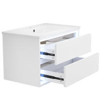 WASCHTISCHKOMBI 76/46/48.5 cm Weiß mit LED, Waschtisch und 2 Schubladen, ohne Wasserhahn - Weiß, Holz/Holzwerkstoff (46/58.5/76cm) - Oxeza