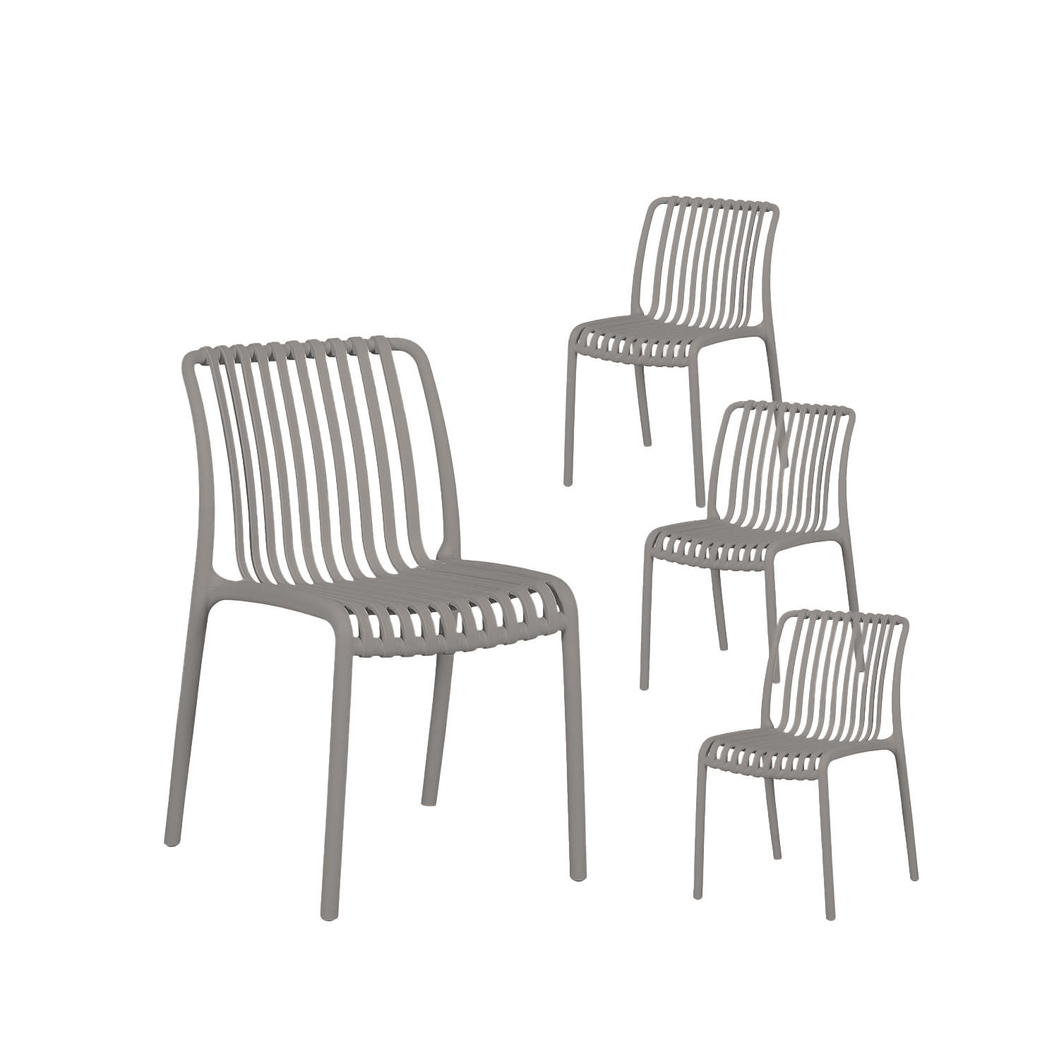 GARTENSTUHL Ollie Grau 45 cm x 78 cm 4er-Set - Grau, Kunststoff (45/78/62cm) - Klast Home