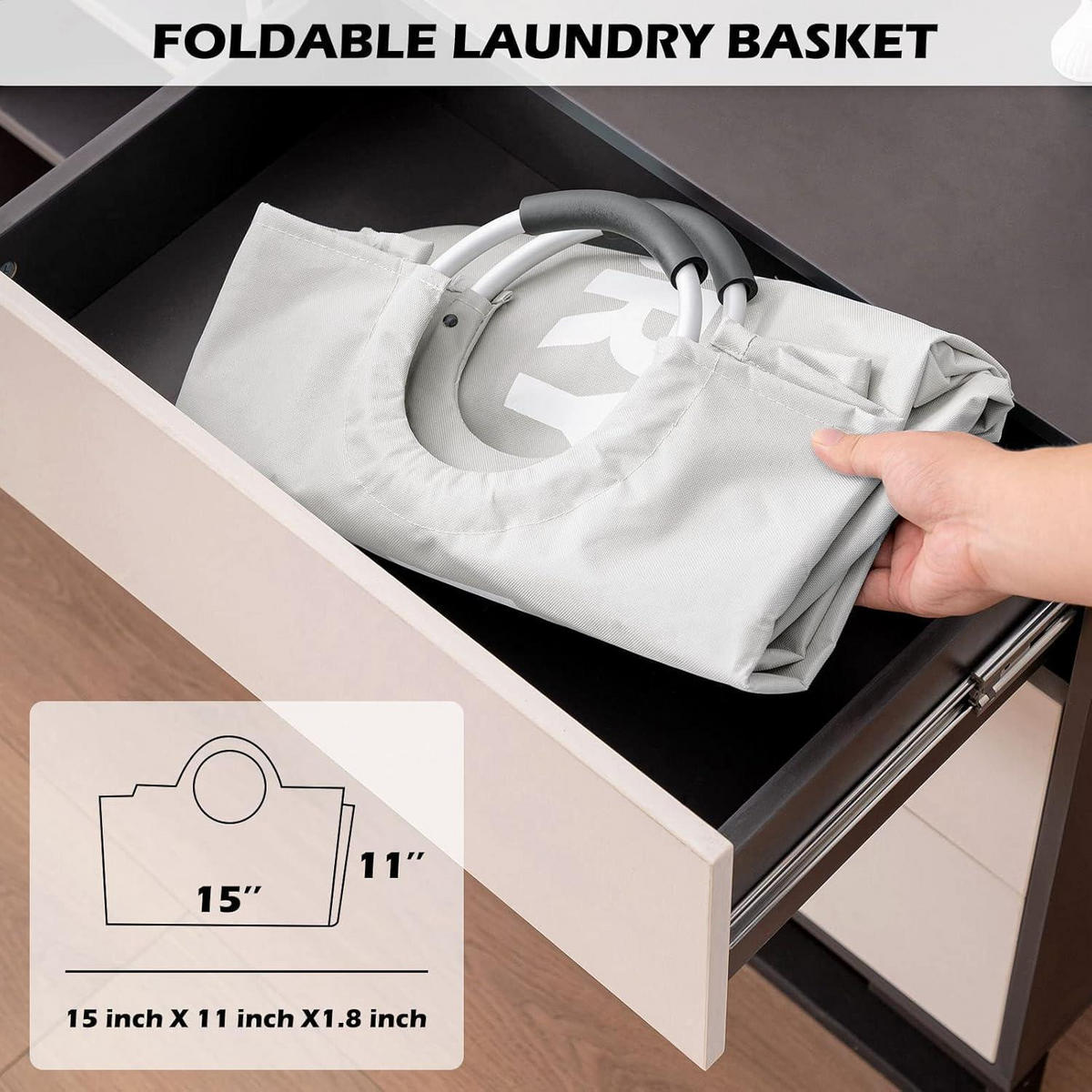 WÄSCHEKORB 115L Hell Grau - Grau, Textil (43/79/43cm)