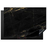 HERDABDECKPLATTE Marmor - Schwarz - Gold - Chic - Marmoroptik - Design Herdabdeckung Induktionsfeld 75x52 cm - Schwarz, Kunststoff (75/52/0.2cm) - MuchoWow