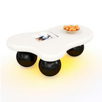 COUCHTISCH 95/62,5/32 cm in Schwarz/Weiß aus MDF mit LED-Beleuchtung - Schwarz, Holzwerkstoff (95/62.5/32cm) - OKMYHOME
