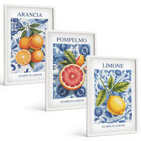 BILDER SET 3er Set - 40x60 cm Weißer Rahmen - Vintage-Illustrationen von Zitrusfrüchten - Weiß, Kunststoff (40/60cm) - TULUP
