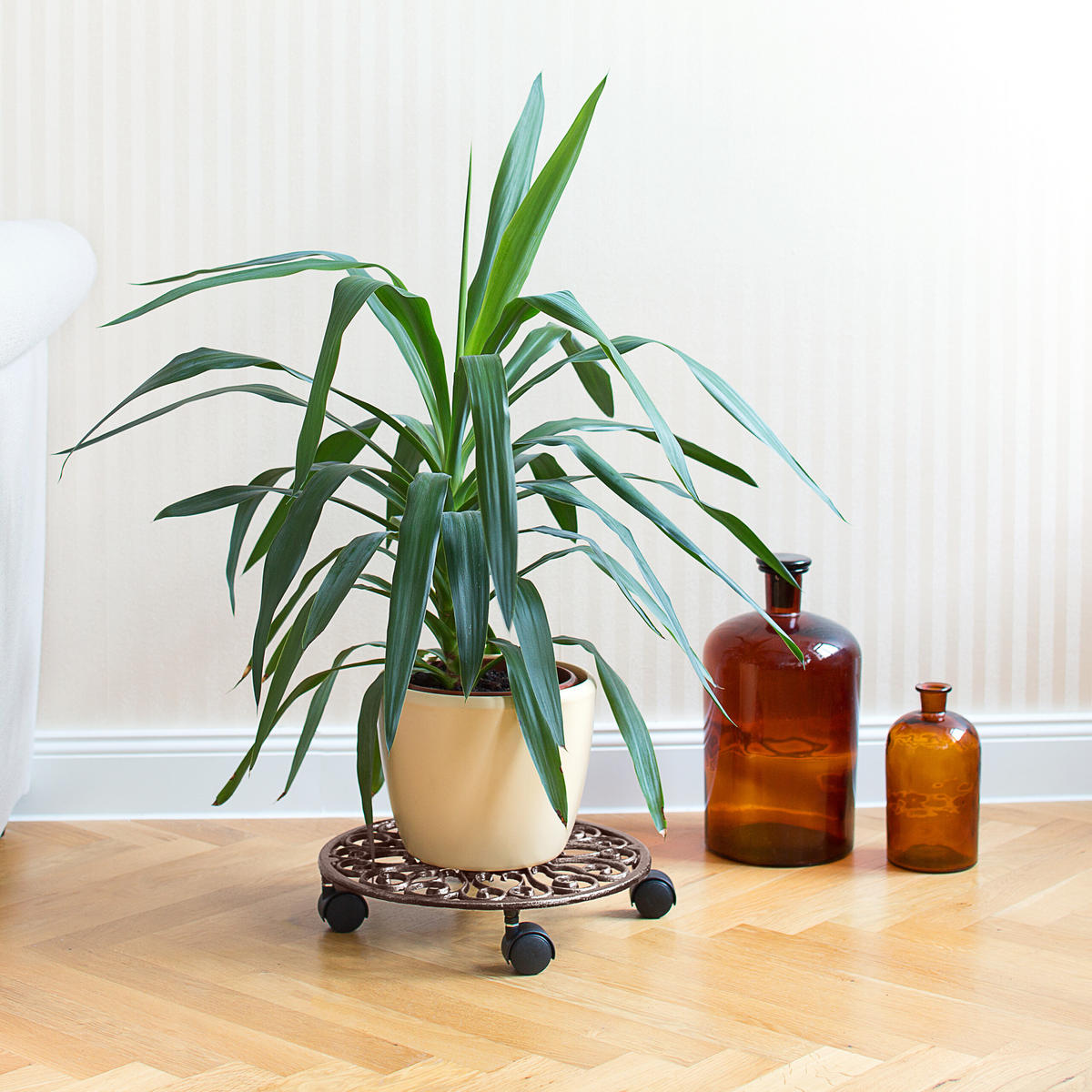 2xPFLANZENROLLER - Braun, Kunststoff/Metall (34/7.5/34cm) - Relaxdays